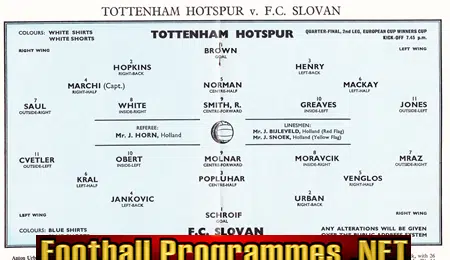 Tottenham Hotspur v Slovan 1963