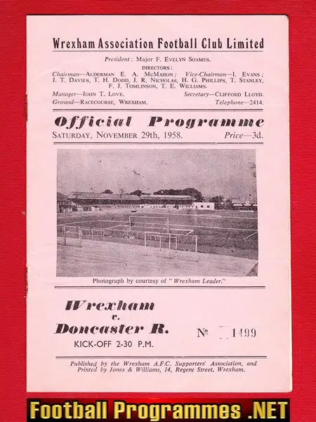 Wrexham v Doncaster Rovers 1958