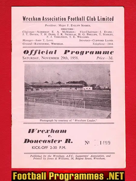 Wrexham v Doncaster Rovers 1958