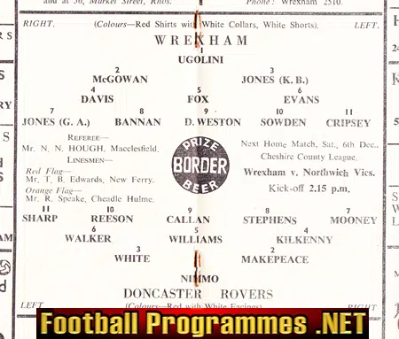 Wrexham v Doncaster Rovers 1958