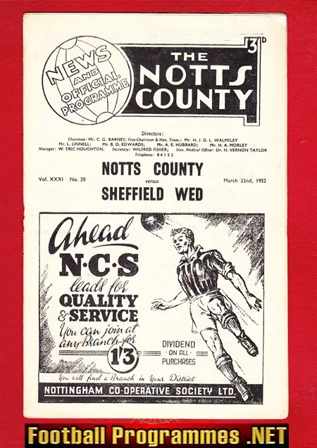 Notts County v Sheffield Wednesday 1952