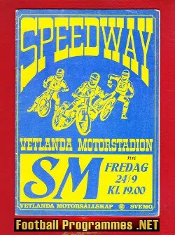 Sweden Vetlanda Motorstadion Speedway Programme 1976