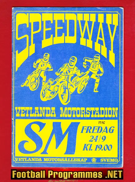 Sweden Vetlanda Motorstadion Speedway Programme 1976