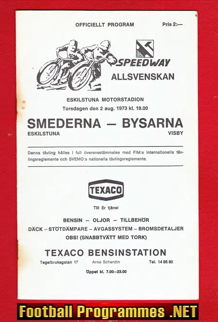 Sweden Speedway Allsvenskan Smederna – Bysarna 1973