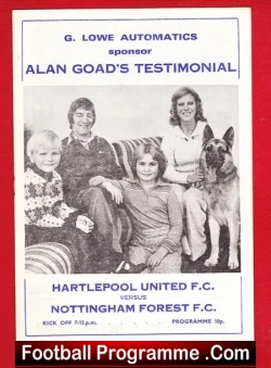 Alan Goad Testimonial Benefit Match Hartlepool United 1975 - football programme