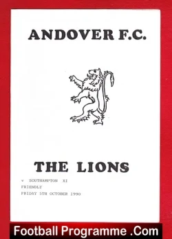 Andover v Southampton 1990 - Friendly Match - football programme