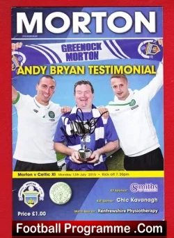 Andy Bryan Testimonial Benefit Match Greenock Morton 2015 SIGNED - football programme