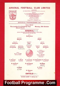 Arsenal v Enfield 1962 - London FA Challenge Cup - football programme