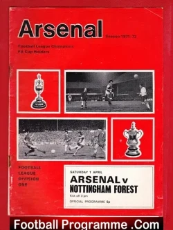 Arsenal v Nottingham Forest 1972