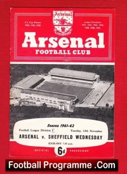 Arsenal v Sheffield Wednesday 1961