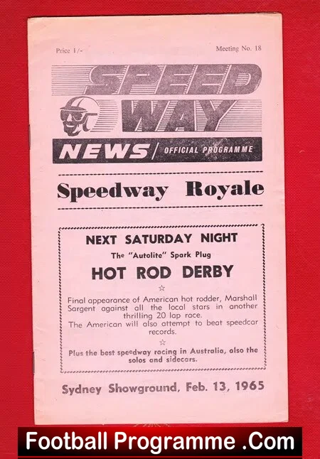 Australia Speedway Royale Programme 1965
