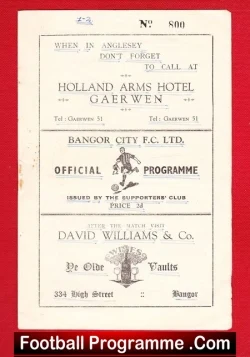 Bangor City v Prescot Cables 1949 – 1940s Football Programme