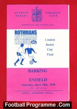 Barking v Enfield 1976 - London Senior Cup Final - football programme