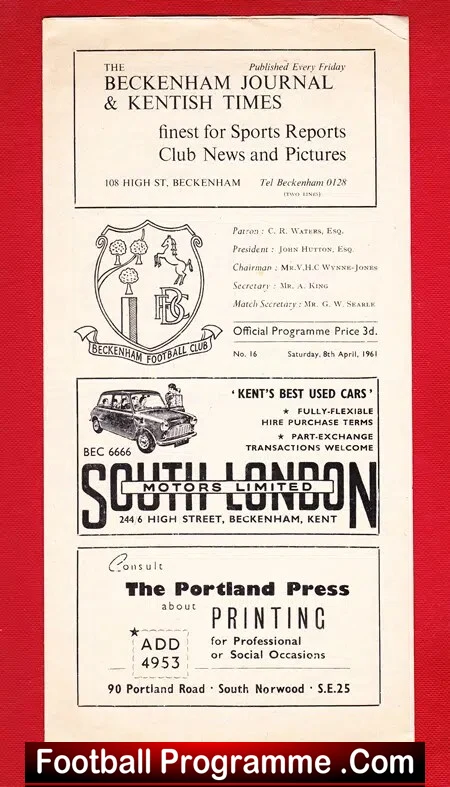 Beckenham Town v Tilbury 1961 – London Challenge Cup Final