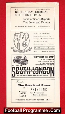 Beckenham Town v Tilbury 1961 – London Challenge Cup Final
