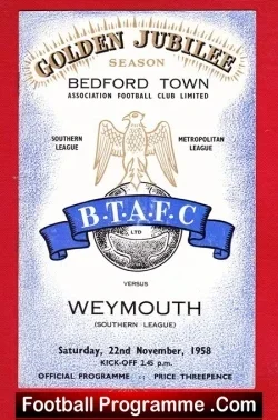 Bedford Town v Weymouth 1958 – Southern League