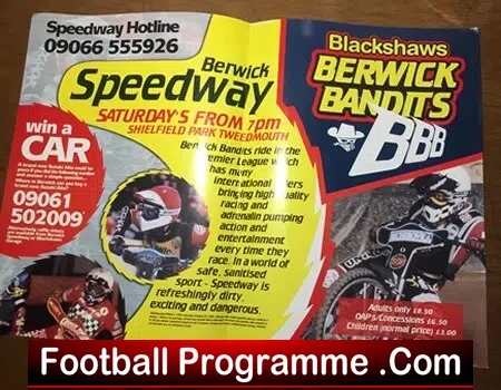 Berwick Bandits Speedway large Glossy Poster 1980s