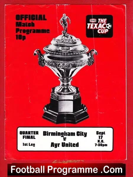 Birmingham City v Ayr United 1974 – Texaco Cup Quarter Final