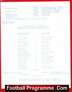 Birmingham City v Lucerne 1980 - Friendly Match - football programme