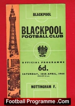 Blackpool v Nottingham Forest 1966 - football programme