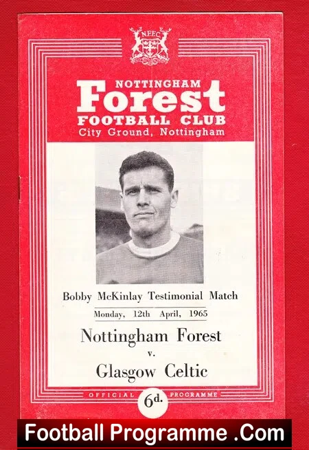 Bobby Mckinlay Testimonial Benefit Game Nottingham Forest 1965