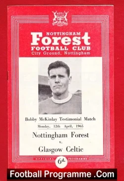 Bobby Mckinlay Testimonial Benefit Game Nottingham Forest 1965