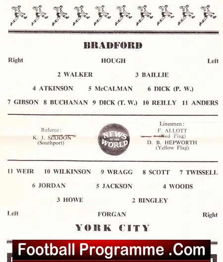Bradford Park Avenue v York City 1960
