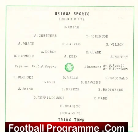Briggs Sports v Tring Town 1957 - Spartan League