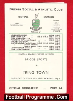 Briggs Sports v Tring Town 1957 – Spartan League