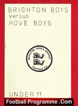 Brighton Boys v Hove Boys 1992 - Under 11's Match - football programme