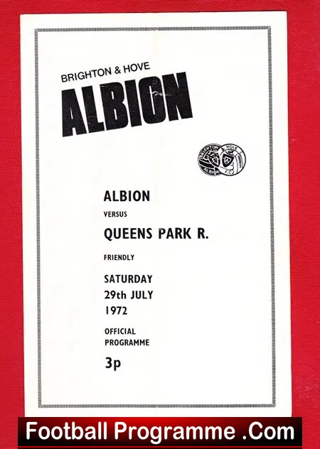 Brighton Hove Albion v QPR 1972 – Friendly Match