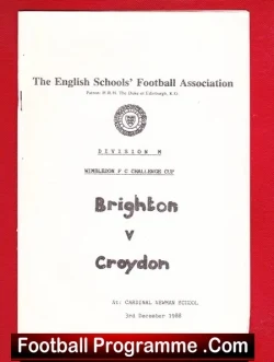 Brighton v Croydon 1988 – Schoolboys at Cardinal School