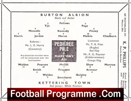 Burton Albion v Kettering Town 1960