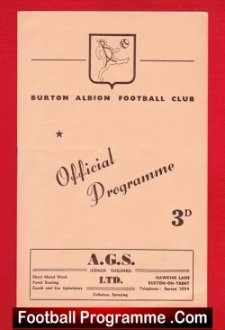 Burton Albion v Kettering Town 1960 - football programme