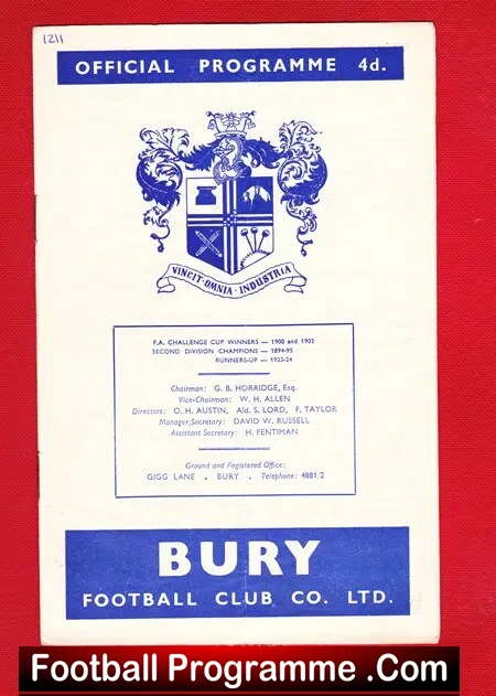 Bury v Chesterfield 1960
