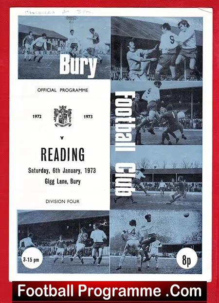 Bury v Reading 1973 – Cancelled
