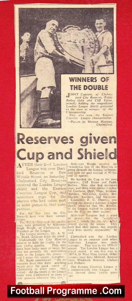 Chelmsford City v Royal Navy Depot 1947 - Reserves Game