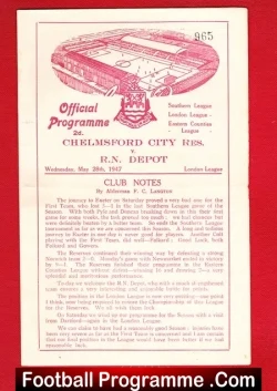 Chelmsford City v Royal Navy Depot 1947 - Reserves Game - football programme