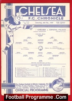 Chelsea v Crystal Palace 1937 - 1930s Programme - football programme