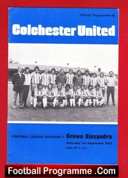 Colchester United v Crewe Alexandra 1973 - football programme