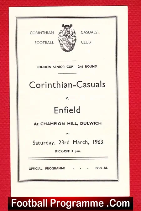 Corinthian Casuals v Enfield 1963 – London Senior Cup