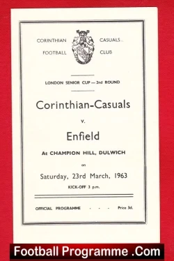 Corinthian Casuals v Enfield 1963 - London Senior Cup - football programme