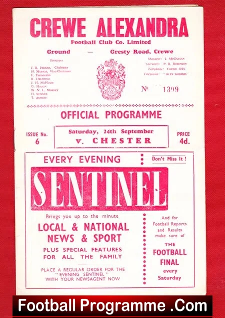 Crewe Alexandra v Chester 1960