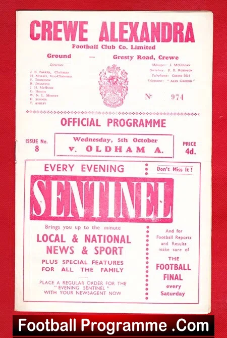 Crewe Alexandra v Oldham Athletic 1960