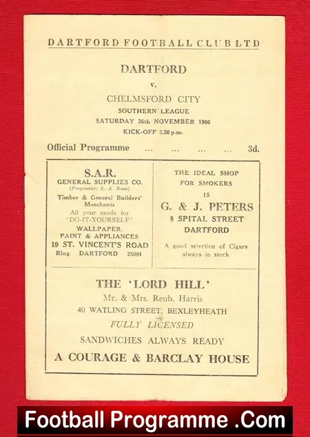 Dartford v Chelmsford City 1960