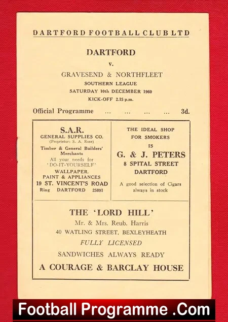 Dartford v Gravesend Northfleet 1960