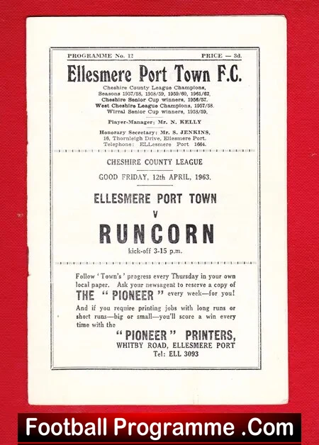 Ellesmere Port v Runcorn 1963 – Cheshire League