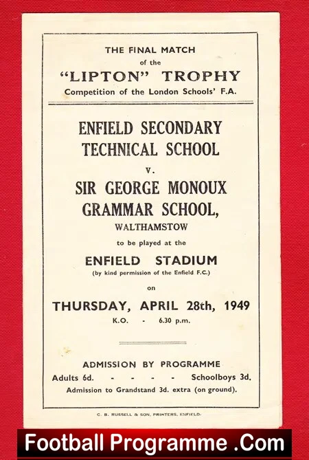 Enfield Secondary Technical School v St George Monoux 1949