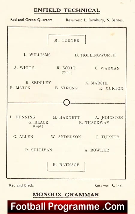 Enfield Secondary Technical School v St George Monoux 1949