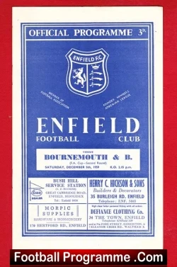 Enfield v Bournemouth 1959 - FA Cup - football programme